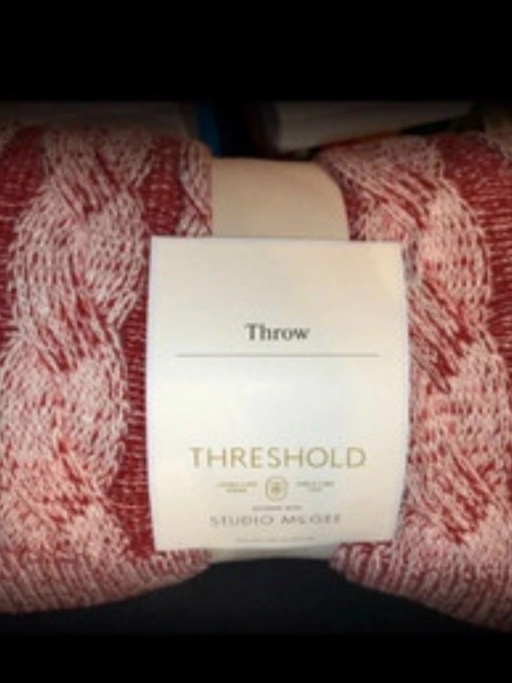 Threshold Red & White Marled Knit Throw Blanket